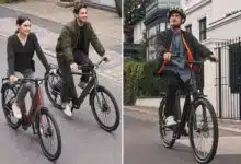 Des personnes font du vélo électrique.